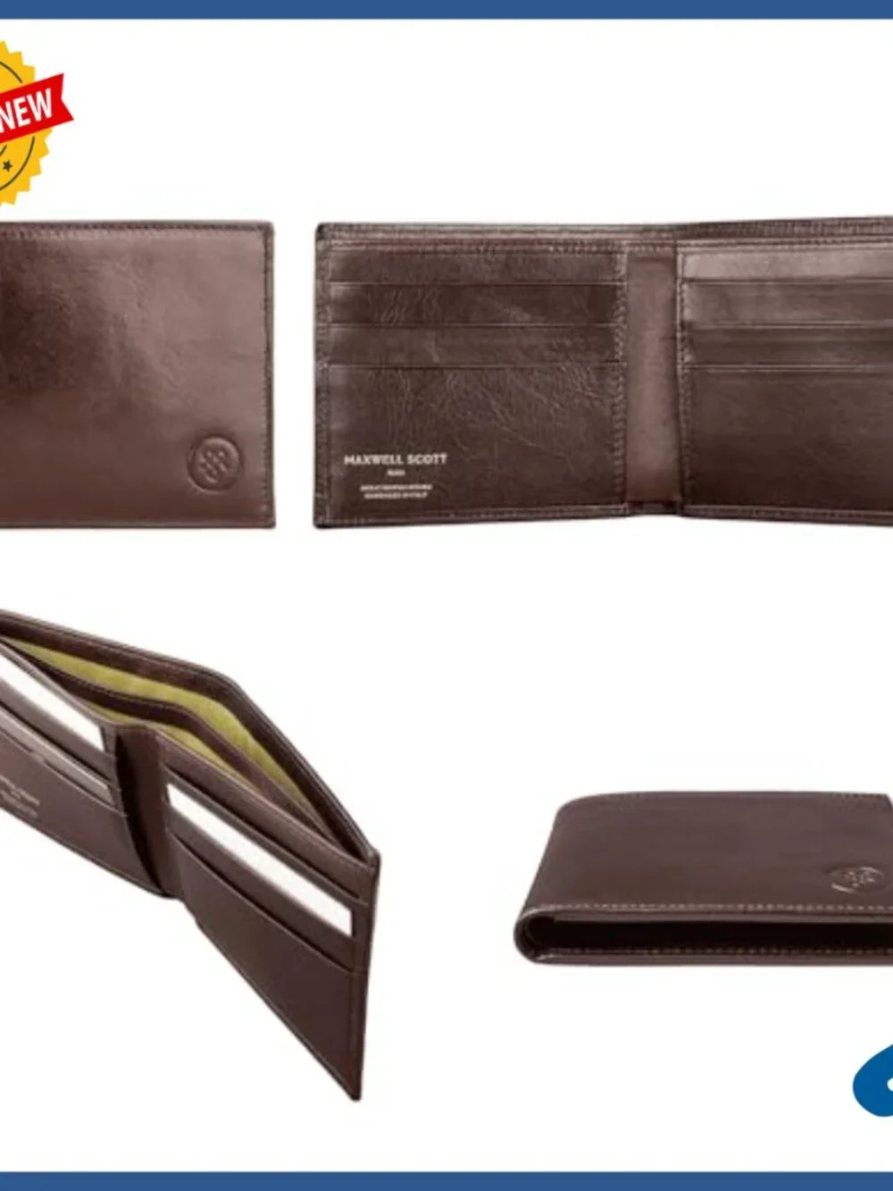Men's Leather Bifold Wallet with 8 Card Slots Slim Design